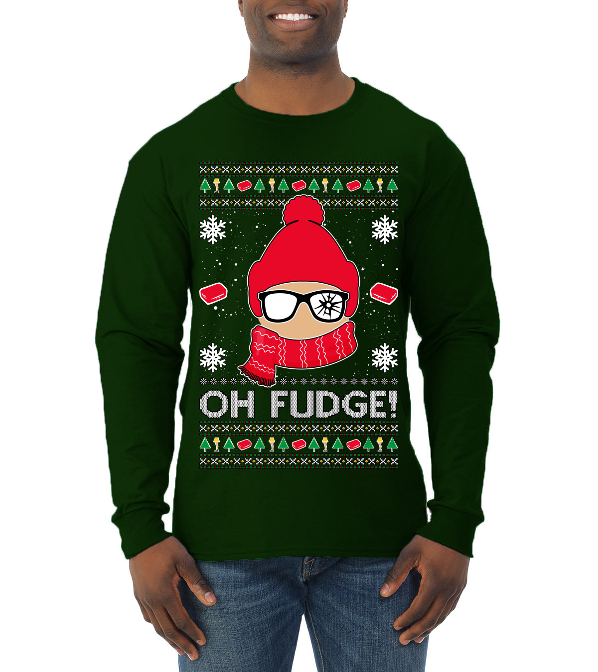 Oh Fudge Funny Story Ugly Christmas Sweater Mens Long Sleeve Shirt