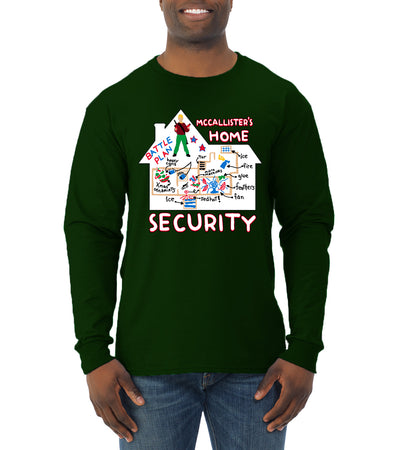 McCallister's Home Security Battle Plans Alone Christmas Mens Long Sleeve Shirt