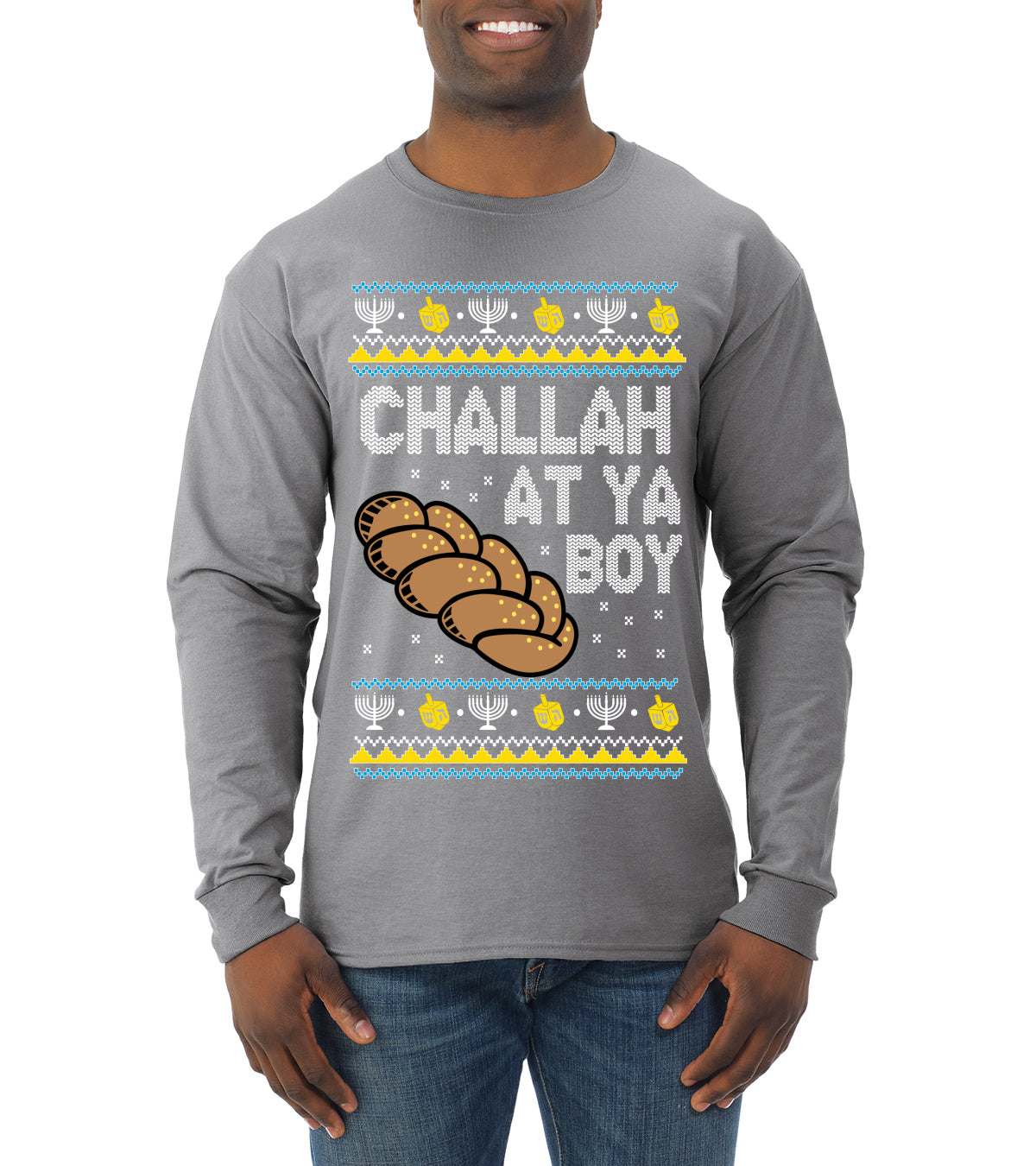Challah At Ya Boy Ugly Christmas Sweater Mens Long Sleeve Shirt