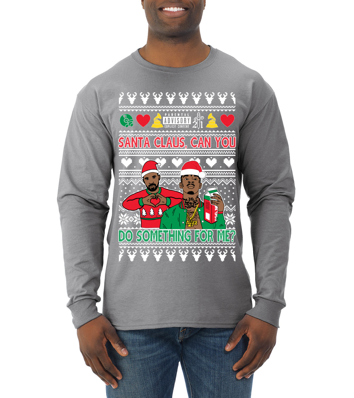 Santa Claus, Can You Do Something For Me? Ugly Christmas Sweater Mens Long Sleeve Shirt