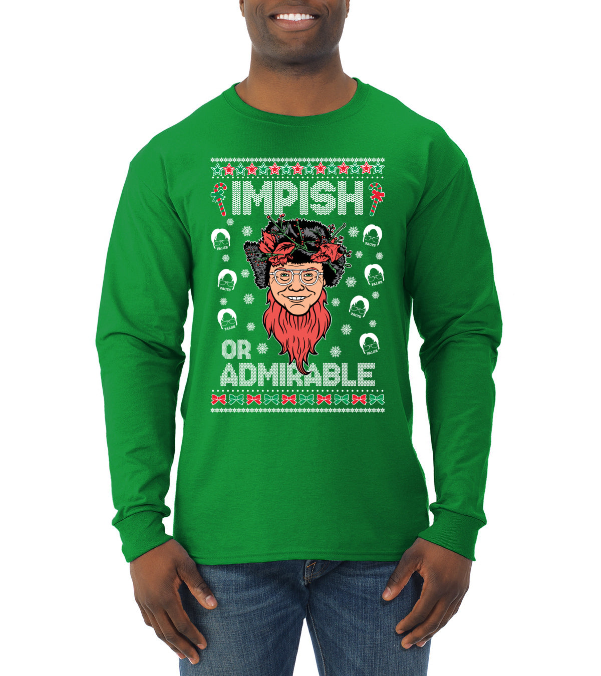 Impish or Admirable Dwight Schrute Ugly Christmas Sweater Mens Long Sleeve Shirt