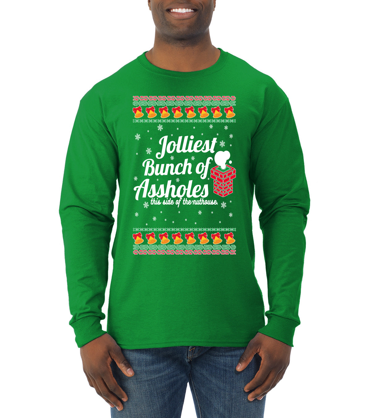 Jolliest Bunch of Assholes Xmas Movie Ugly Christmas Sweater Mens Long Sleeve Shirt