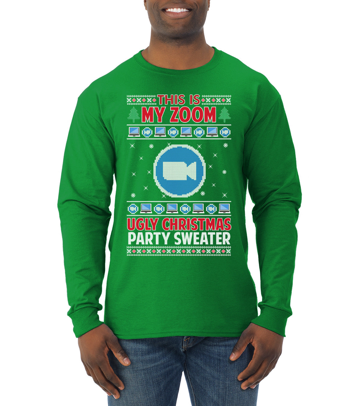 This Is My Zoom Ugly Christmas Party Sweater Ugly Christmas Sweater Mens Long Sleeve Shirt