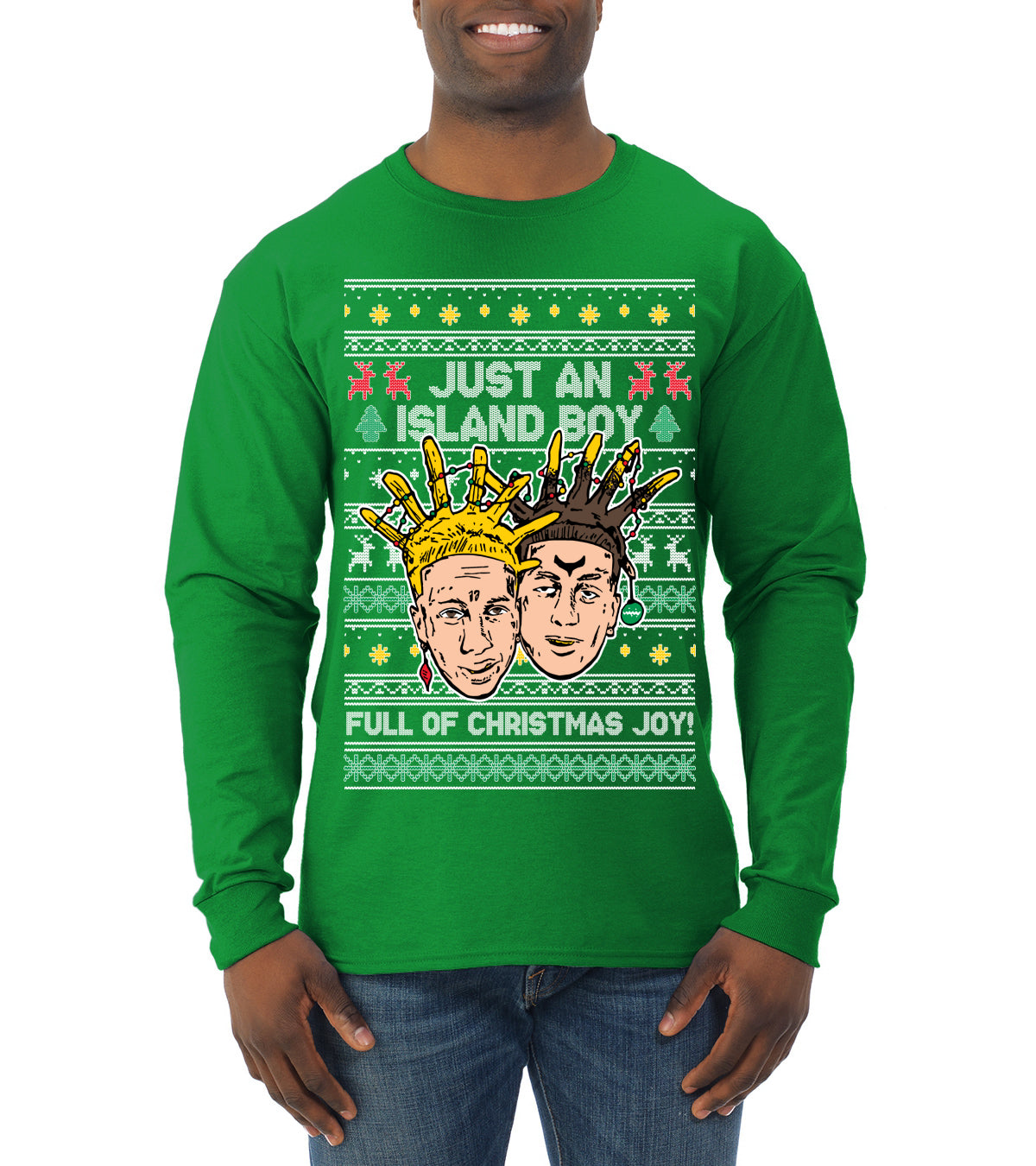 Just An Island Boy Full Of Christmas Joy! Ugly Christmas Sweater Mens Long Sleeve Shirt