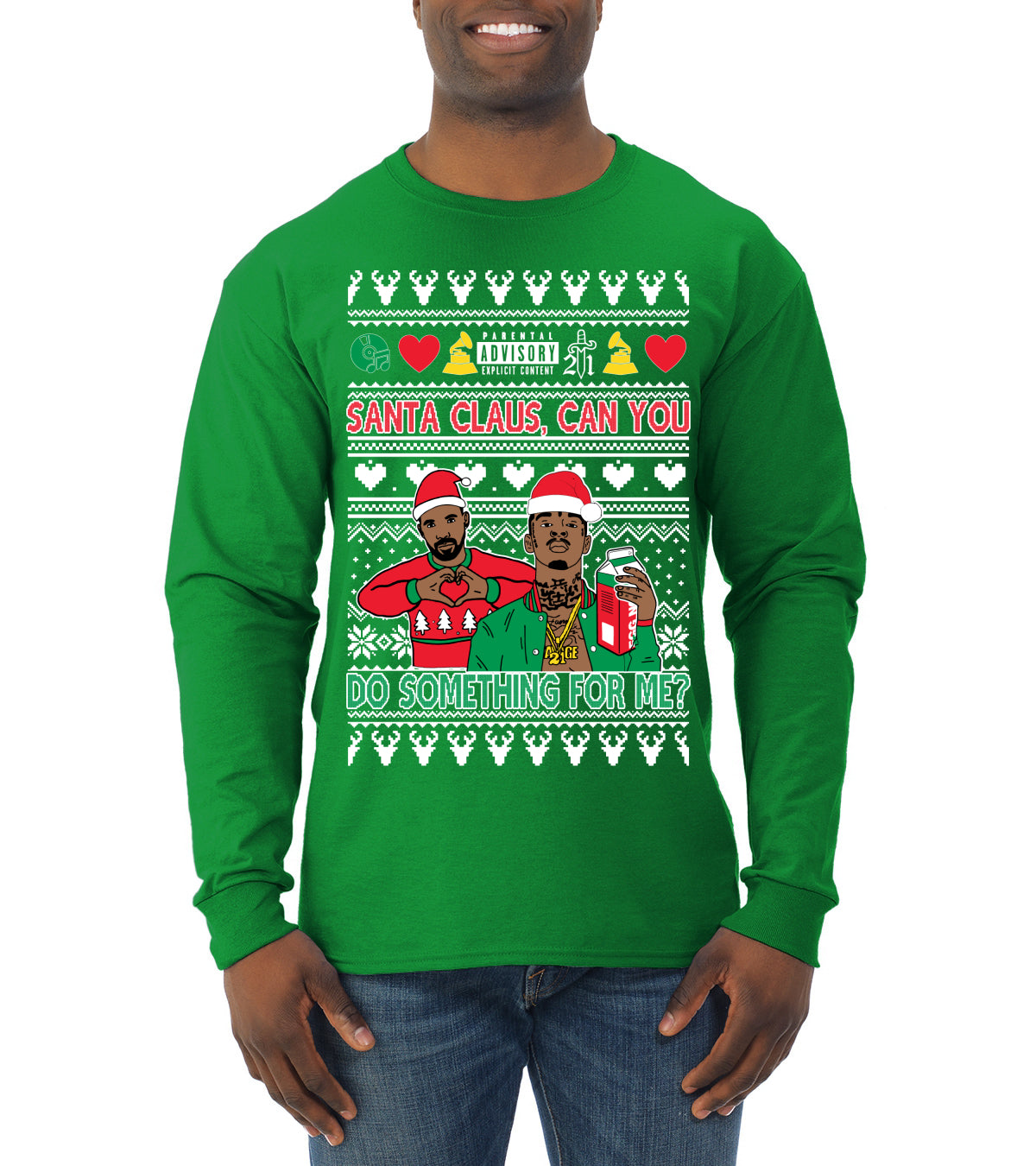 Santa Claus, Can You Do Something For Me? Ugly Christmas Sweater Mens Long Sleeve Shirt