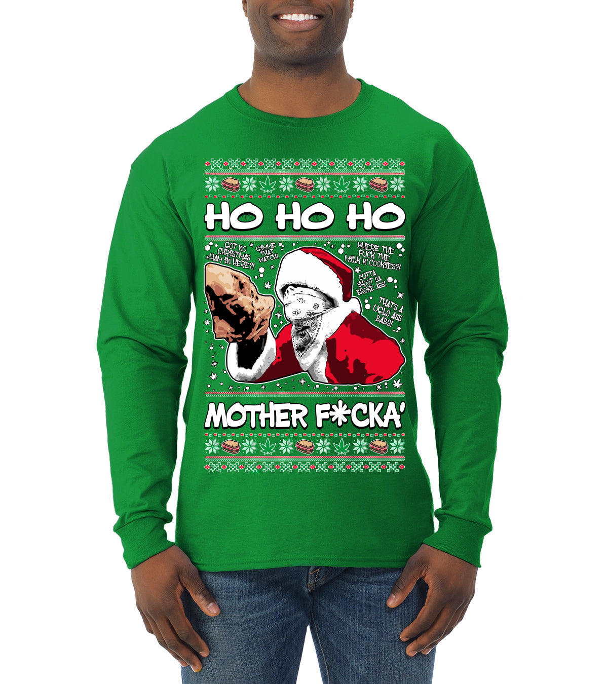 Friday Hood Santa  Ugly Christmas Sweater Mens Long Sleeve Shirt