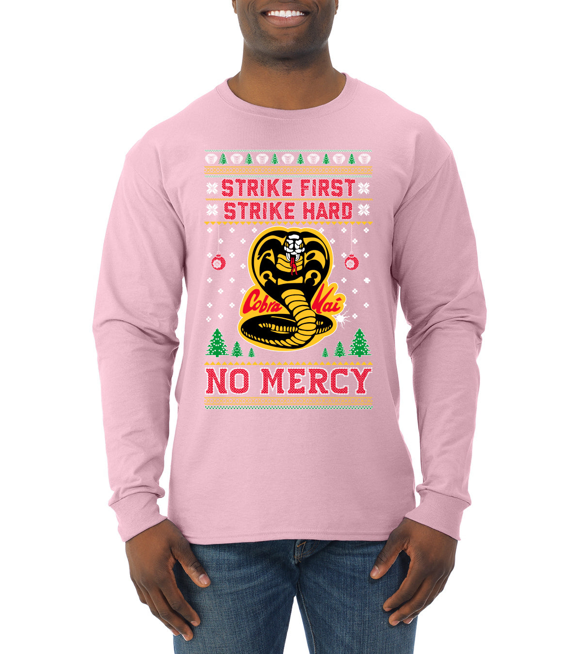 Strike First Strike Hard No Mercy Xmas Ugly Christmas Sweater Mens Long Sleeve Shirt