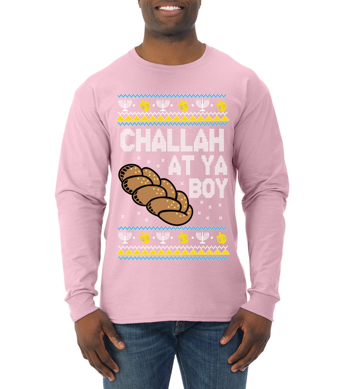 Challah At Ya Boy Ugly Christmas Sweater Mens Long Sleeve Shirt