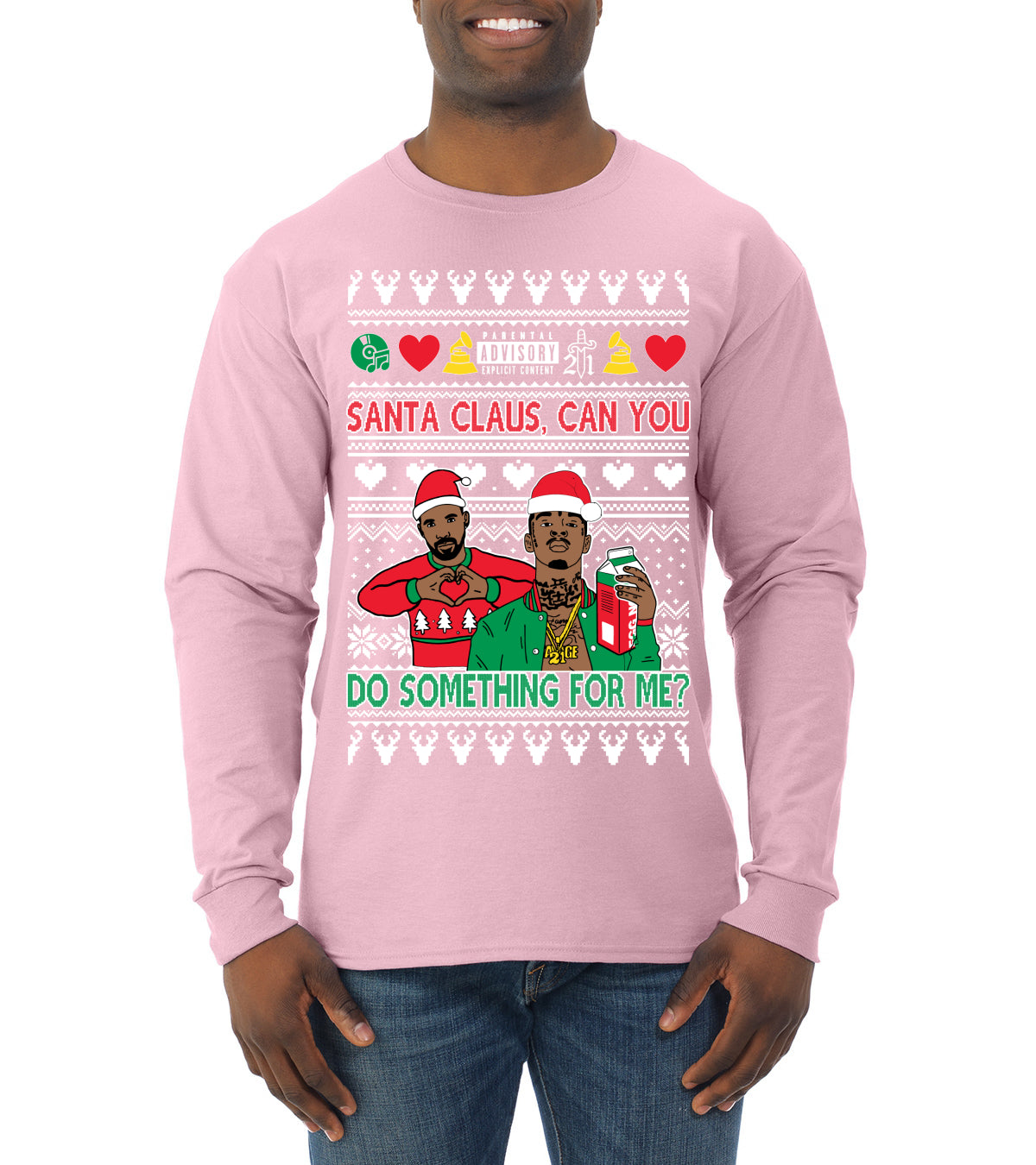 Santa Claus, Can You Do Something For Me? Ugly Christmas Sweater Mens Long Sleeve Shirt