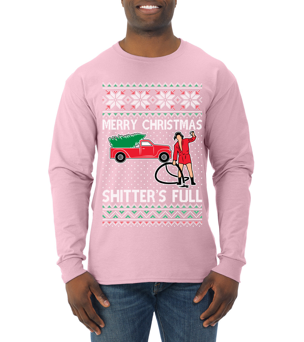 Cousin Eddie Merry Christmas Shitter's Full Ugly Christmas Sweater Mens Long Sleeve Shirt