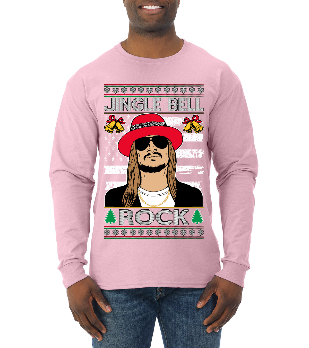 Jingle Bell Rock Kid Rapper Country Music Ugly Christmas Sweater Mens Long Sleeve Shirt