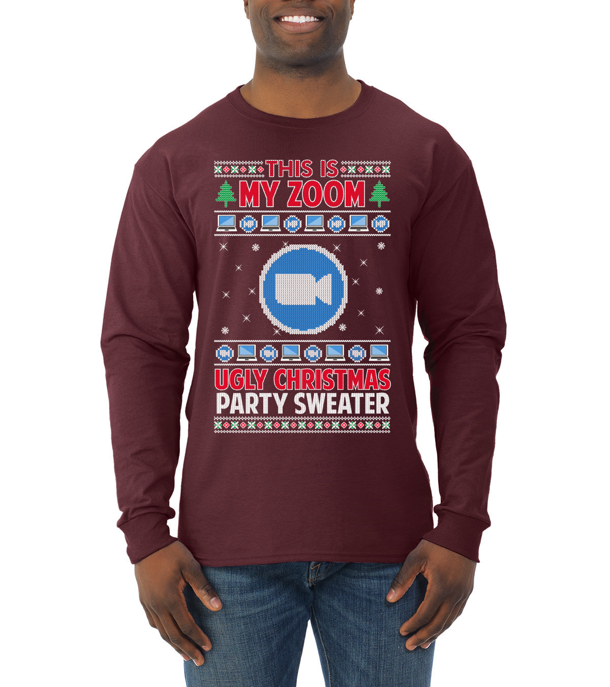 This Is My Zoom Ugly Christmas Party Sweater Ugly Christmas Sweater Mens Long Sleeve Shirt