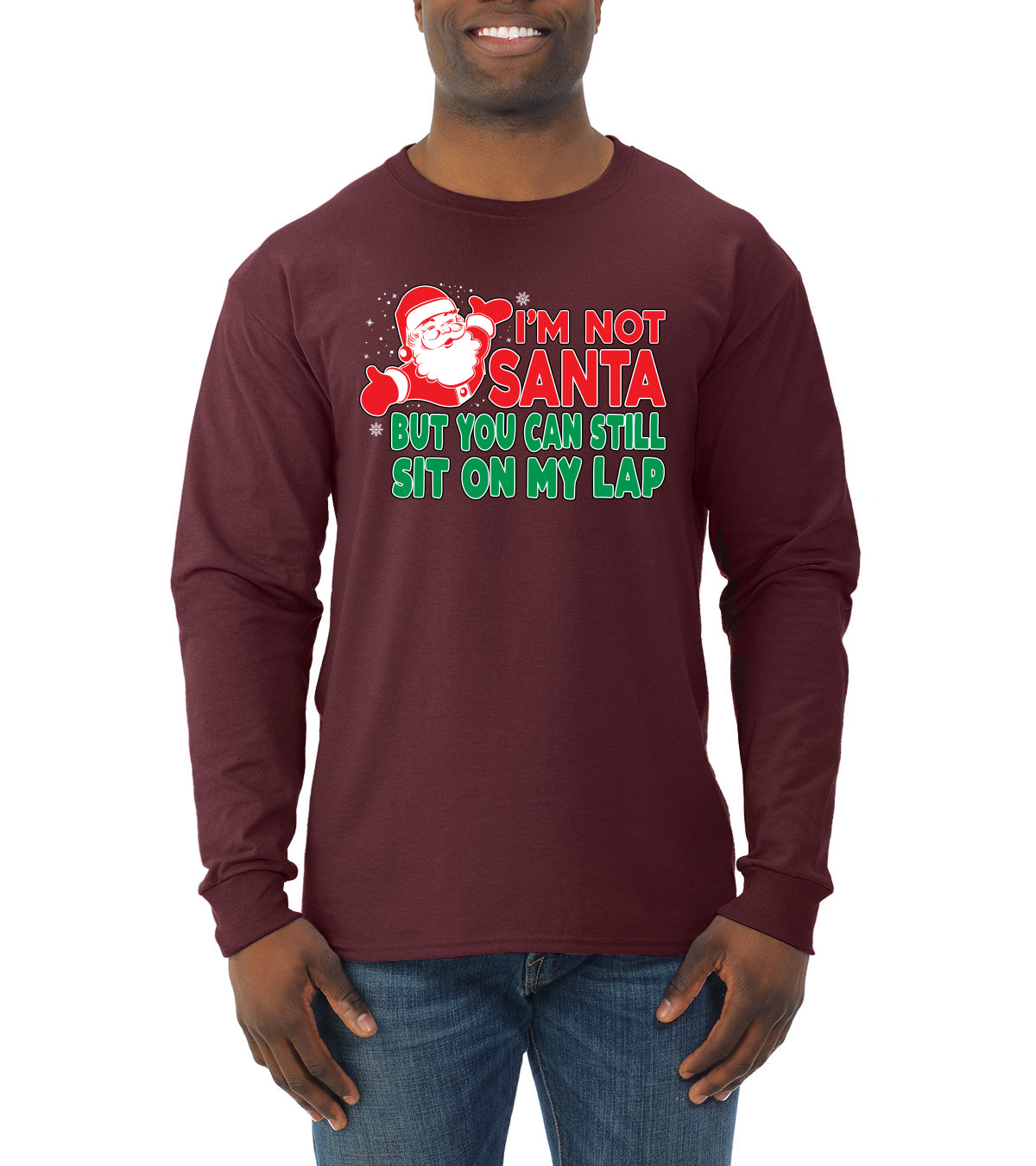 I'm Not Santa But You Can Still Sit On My Lap Christmas Mens Long Sleeve Shirt