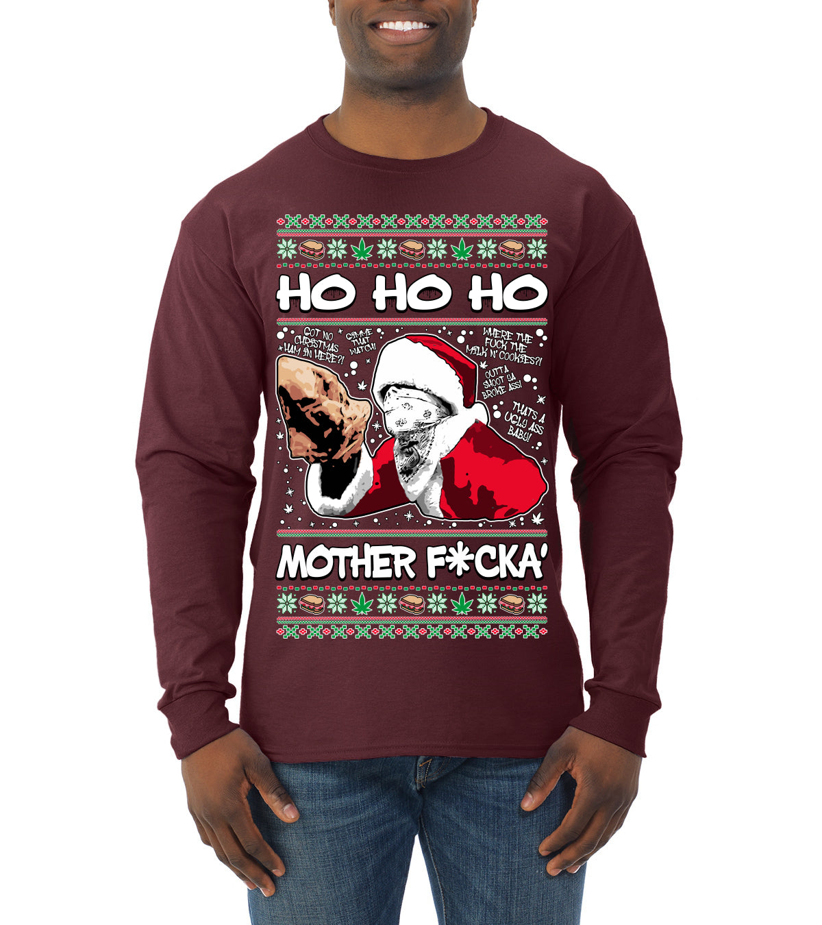 Friday Hood Santa  Ugly Christmas Sweater Mens Long Sleeve Shirt