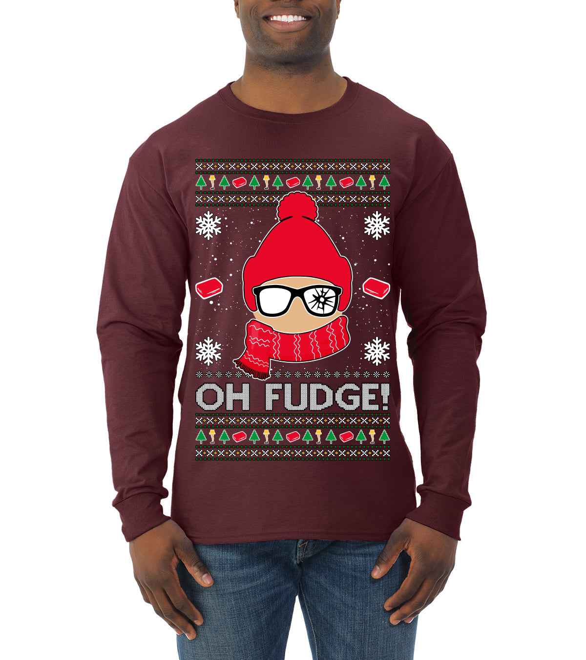 Oh Fudge Funny Story Ugly Christmas Sweater Mens Long Sleeve Shirt