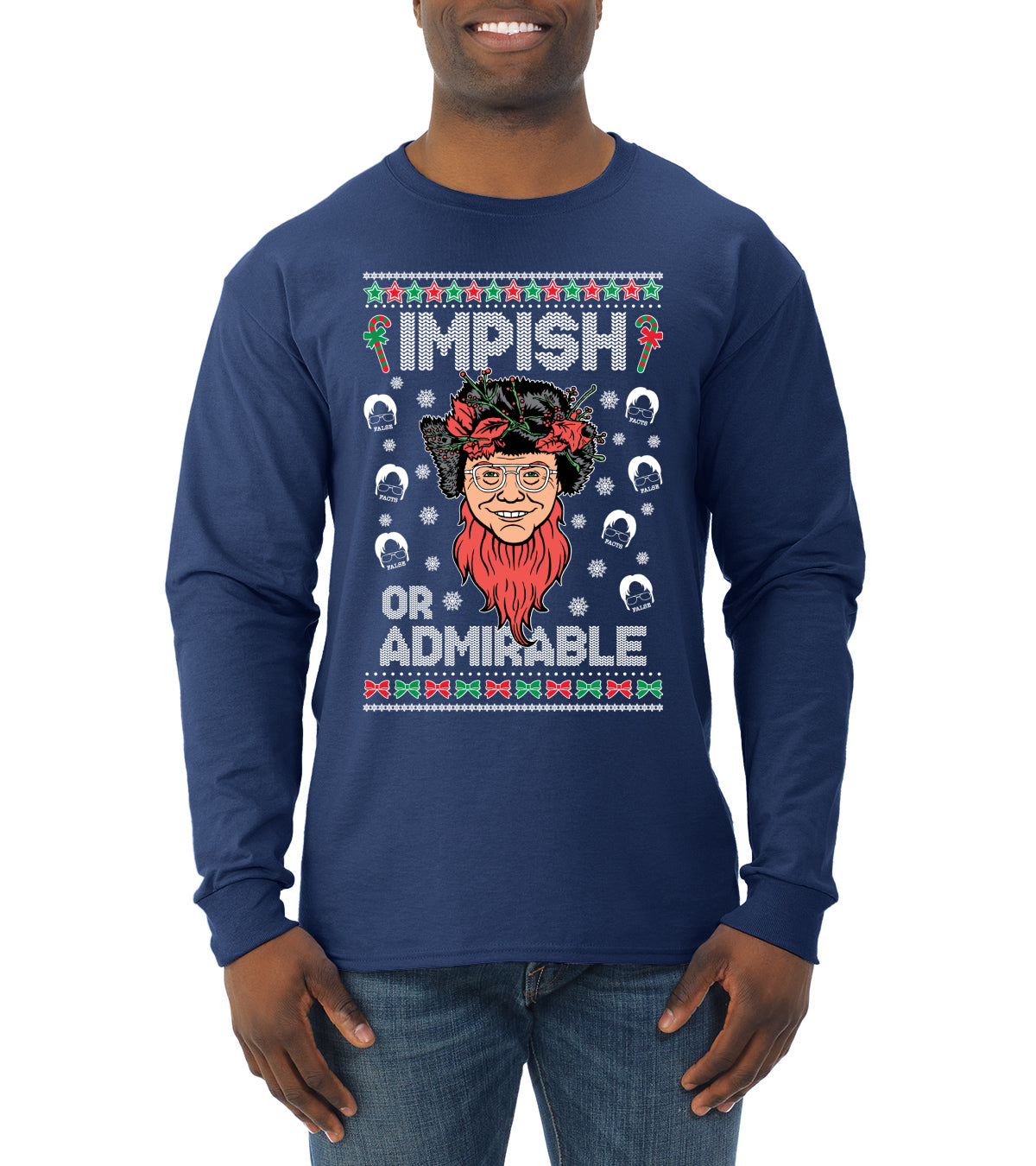 Impish or Admirable Dwight Schrute Ugly Christmas Sweater Mens Long Sleeve Shirt