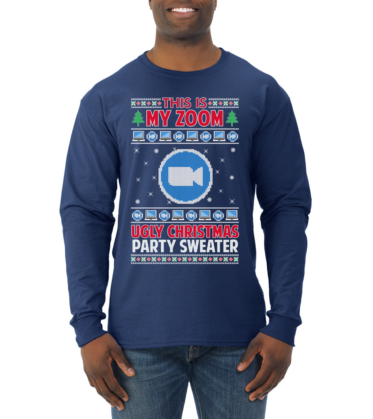 This Is My Zoom Ugly Christmas Party Sweater Ugly Christmas Sweater Mens Long Sleeve Shirt
