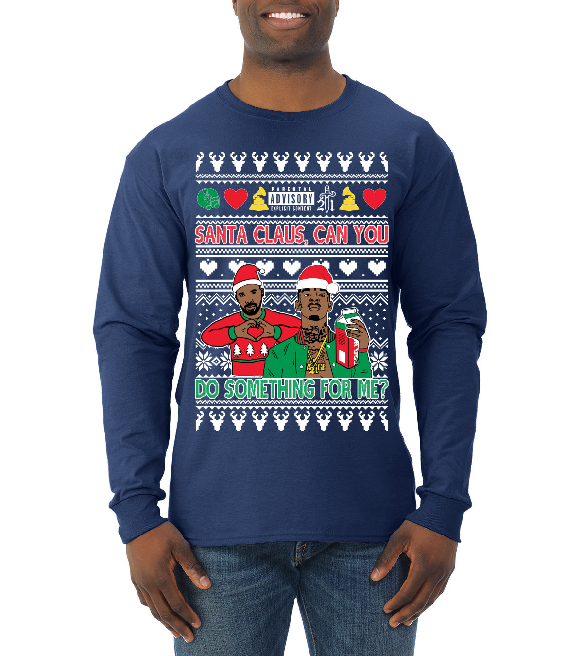 Santa Claus, Can You Do Something For Me? Ugly Christmas Sweater Mens Long Sleeve Shirt