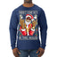 Black Santa Claus Gangster Bling Ho's In This House Ugly Christmas Sweater Mens Long Sleeve Shirt