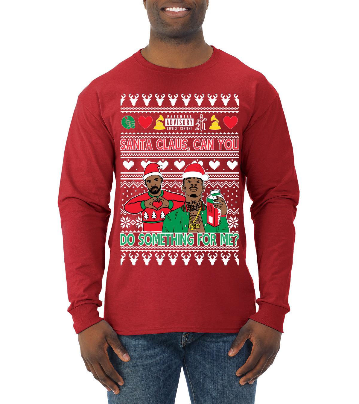 Santa Claus, Can You Do Something For Me? Ugly Christmas Sweater Mens Long Sleeve Shirt