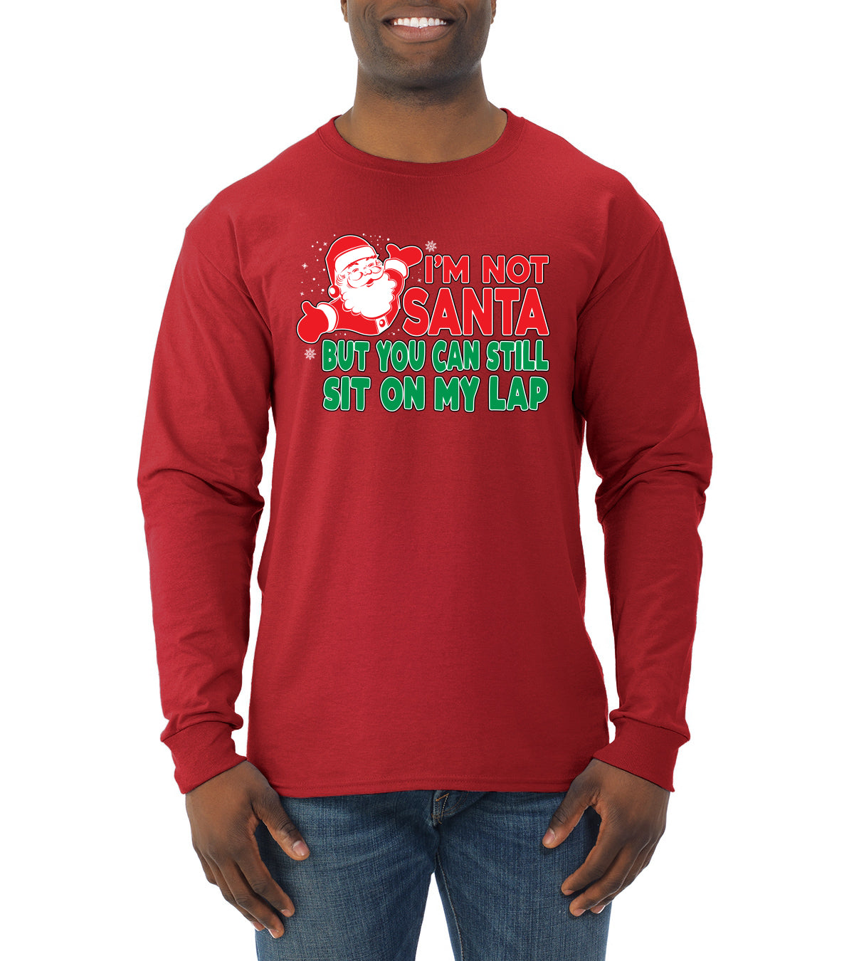 I'm Not Santa But You Can Still Sit On My Lap Christmas Mens Long Sleeve Shirt
