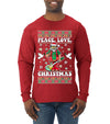 Hippie Santa Playing Guitar Peace Love Ugly Christmas Sweater Mens Long Sleeve Shirt
