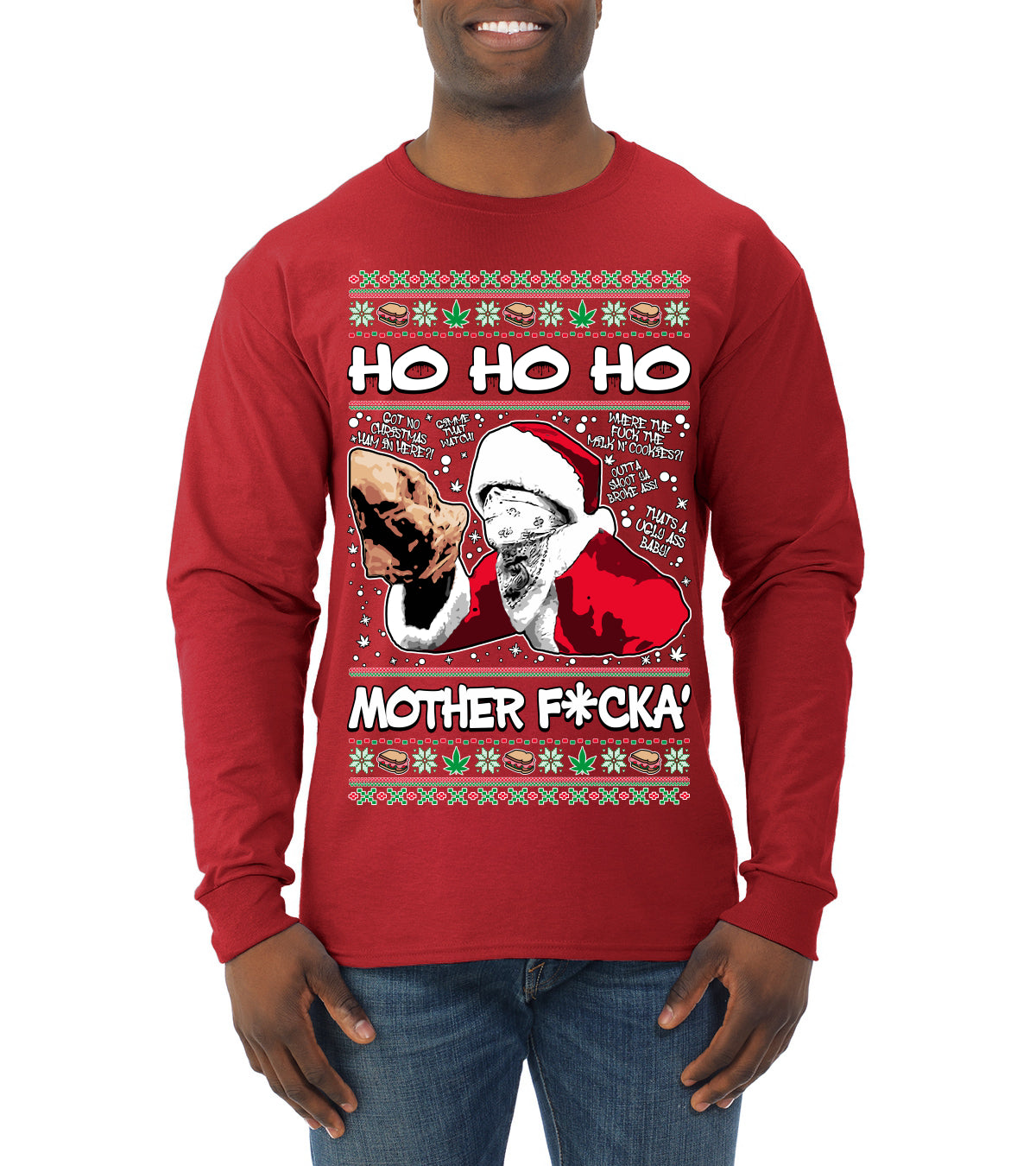Friday Hood Santa  Ugly Christmas Sweater Mens Long Sleeve Shirt