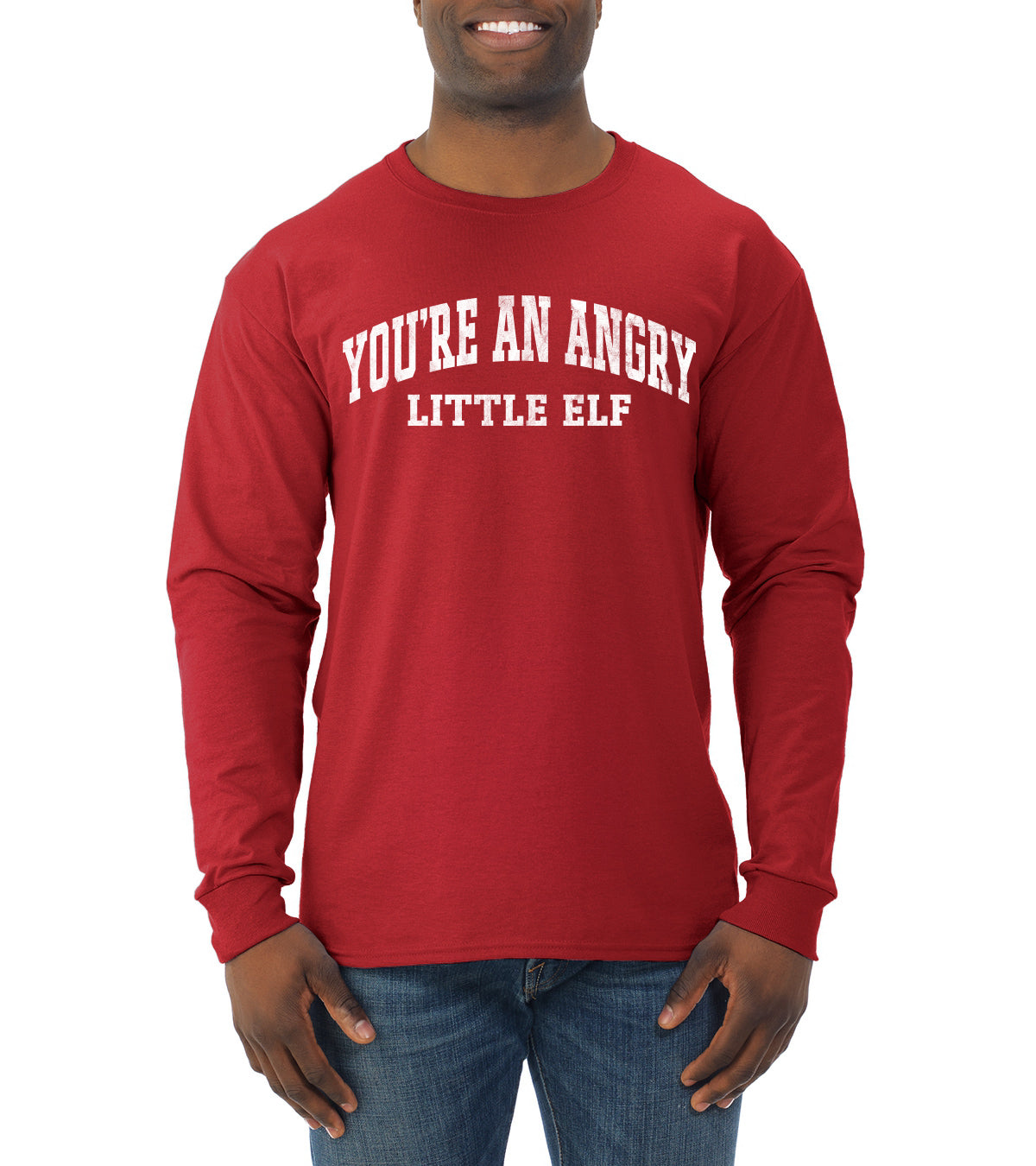 Vintage Movie Quote You're An Angry Little Elf Christmas Mens Long Sleeve Shirt