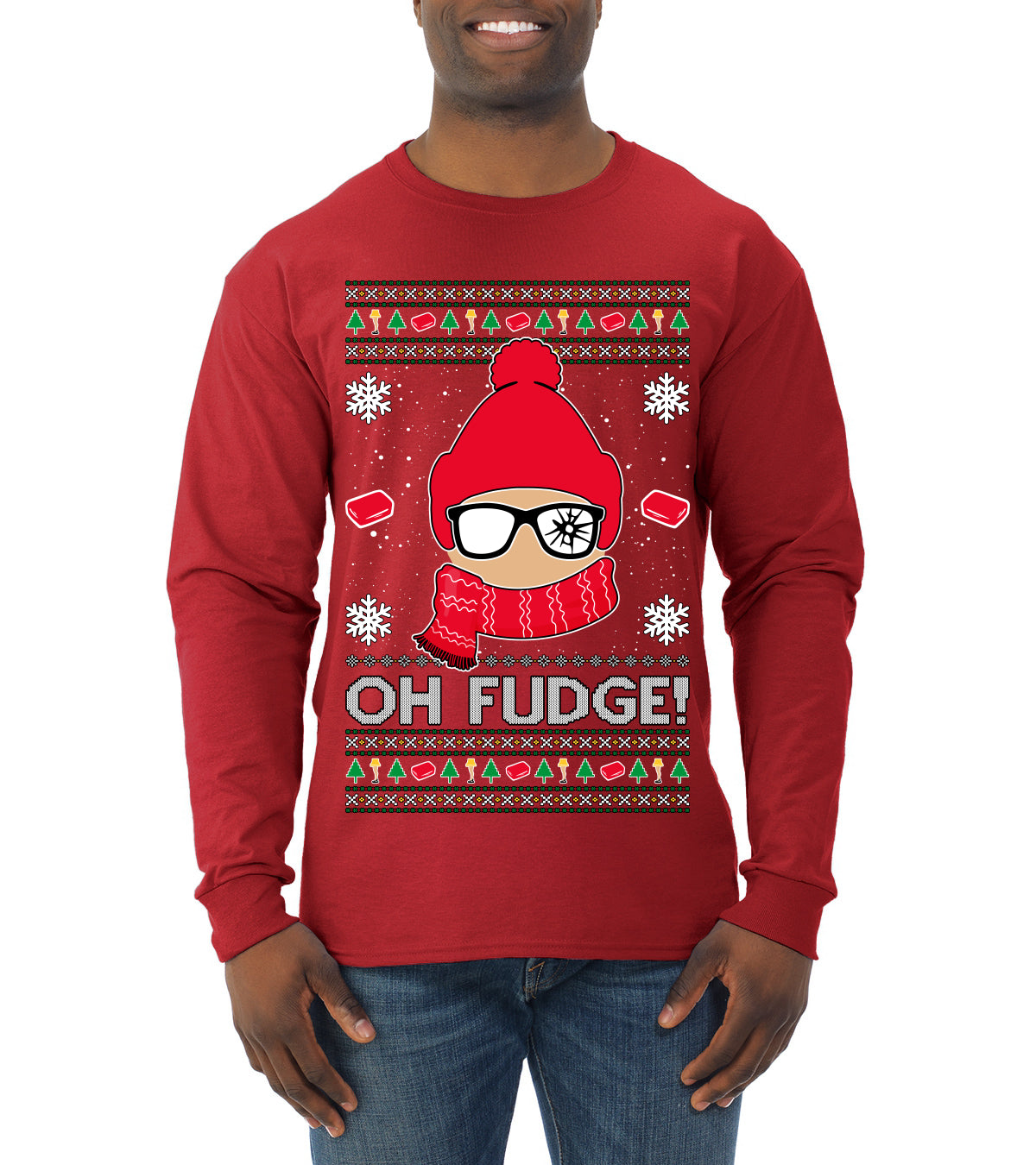 Oh Fudge Funny Story Ugly Christmas Sweater Mens Long Sleeve Shirt