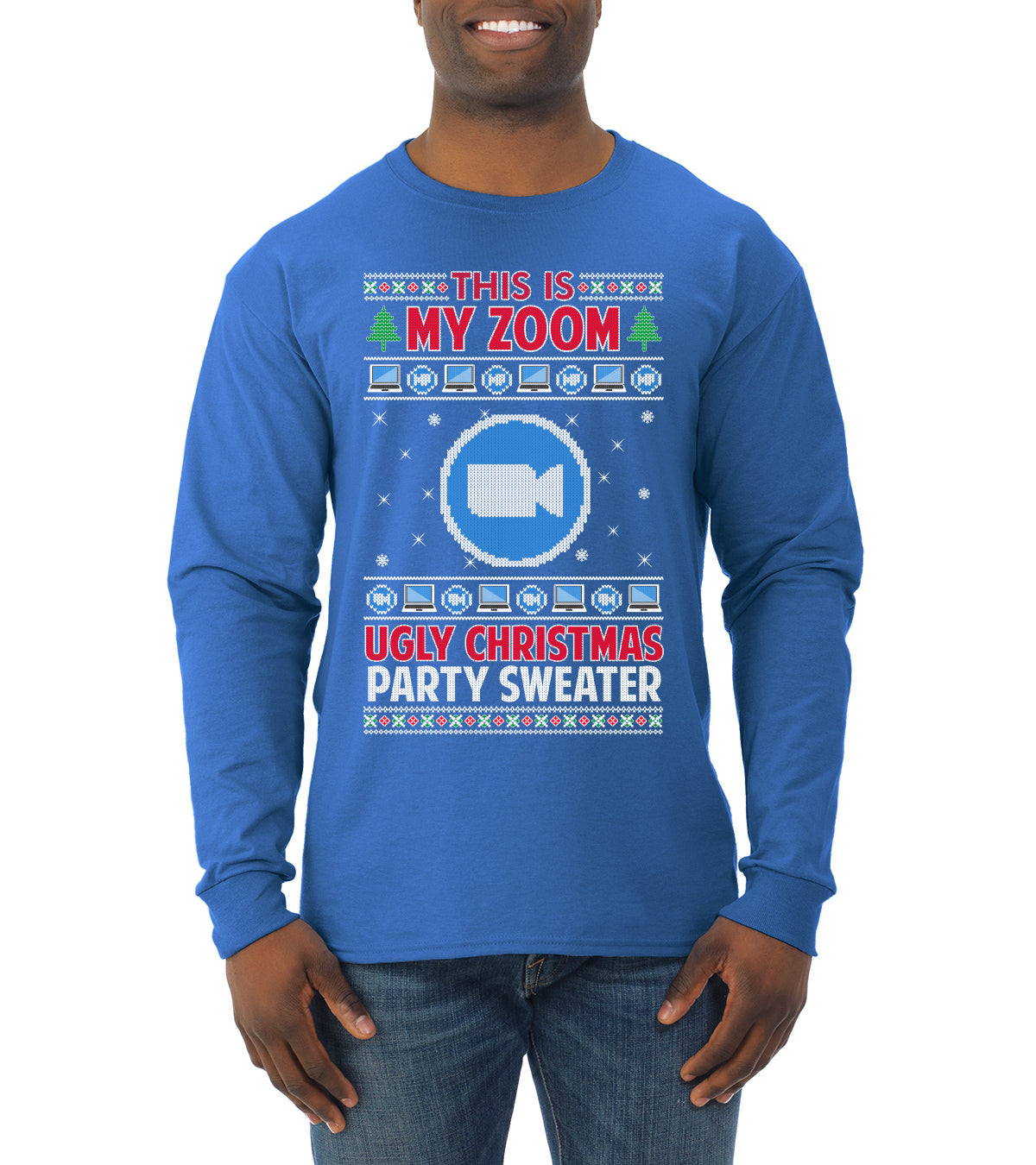 This Is My Zoom Ugly Christmas Party Sweater Ugly Christmas Sweater Mens Long Sleeve Shirt