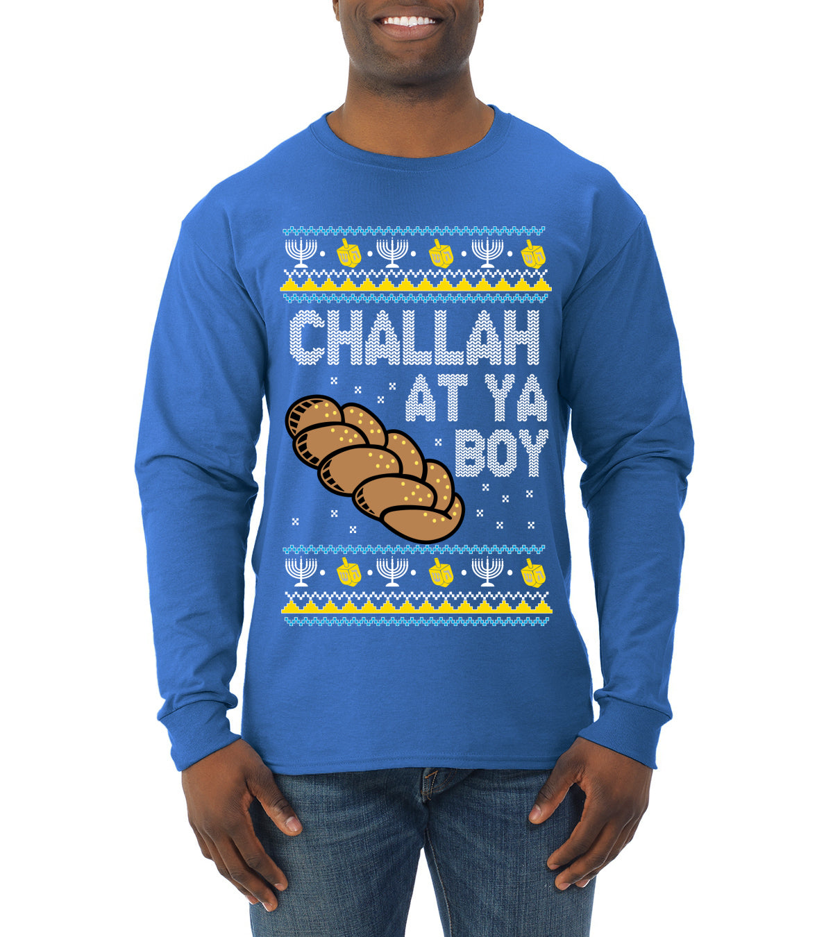 Challah At Ya Boy Ugly Christmas Sweater Mens Long Sleeve Shirt
