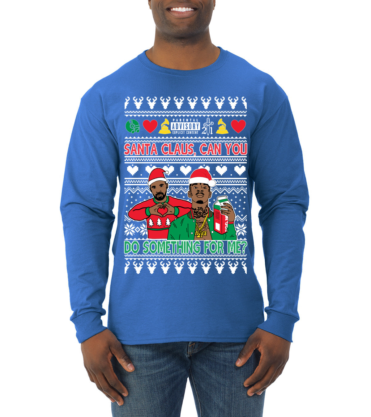 Santa Claus, Can You Do Something For Me? Ugly Christmas Sweater Mens Long Sleeve Shirt