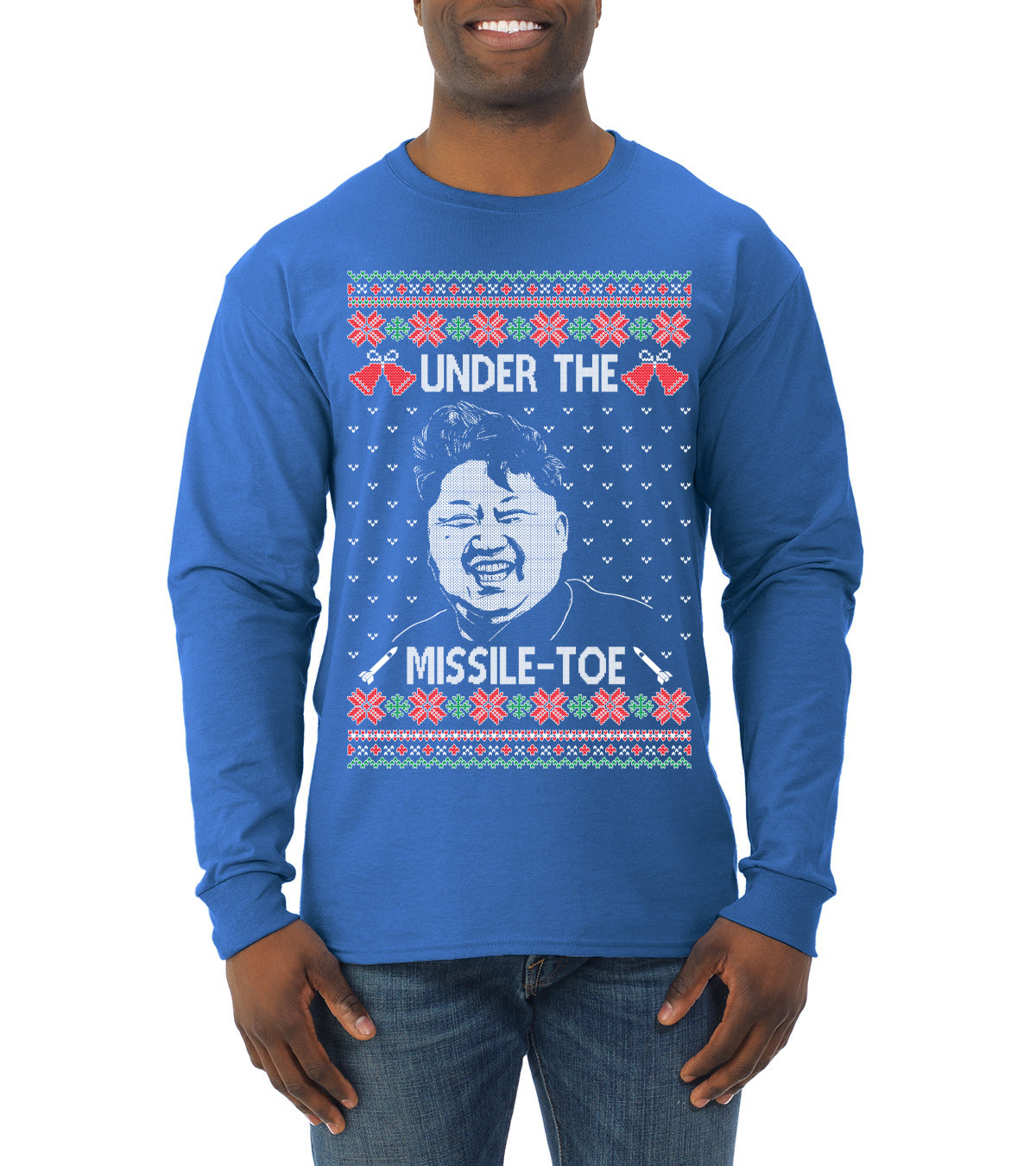 Under The Missle Toe Ugly Christmas Sweater Mens Long Sleeve Shirt