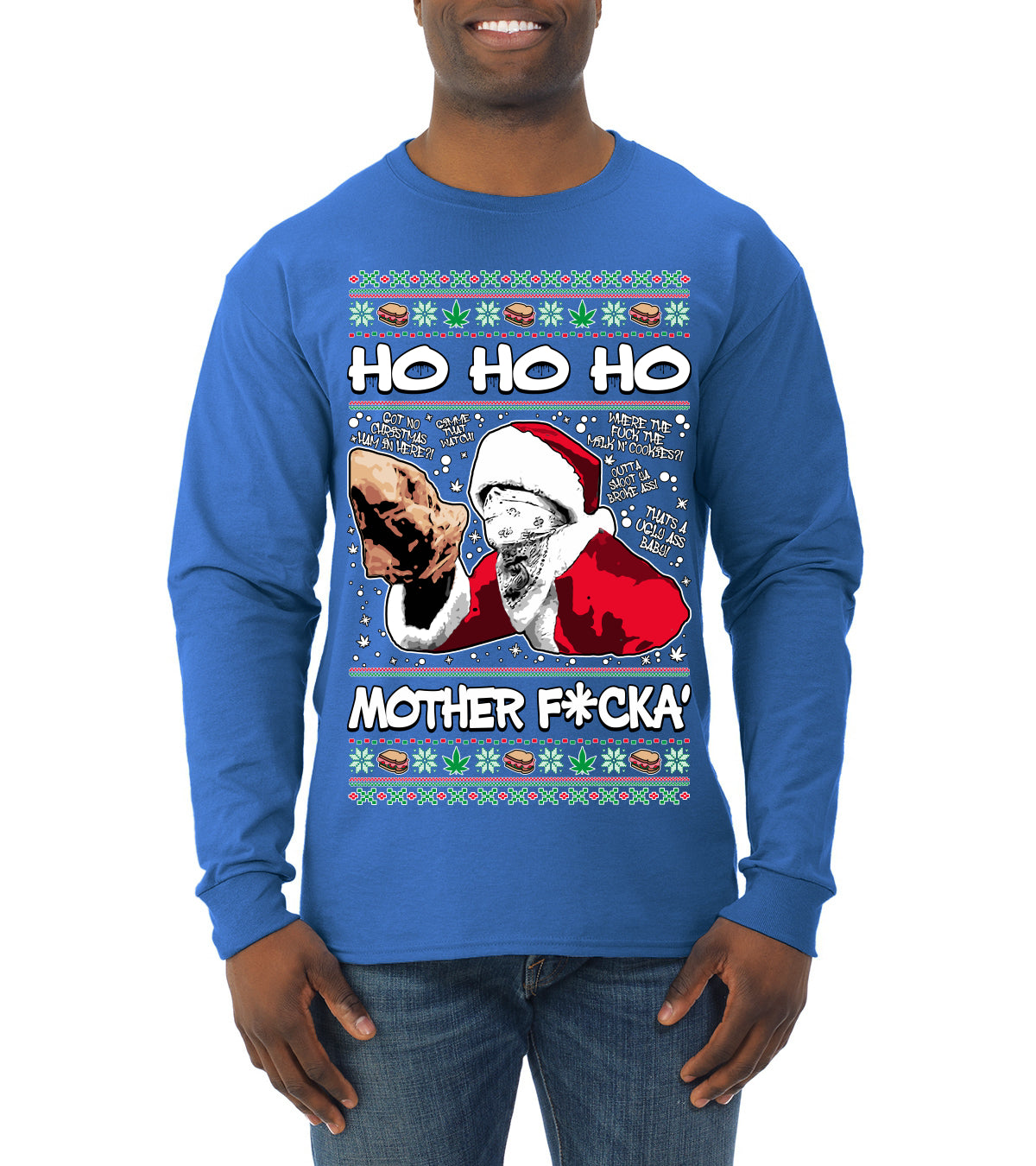 Friday Hood Santa  Ugly Christmas Sweater Mens Long Sleeve Shirt