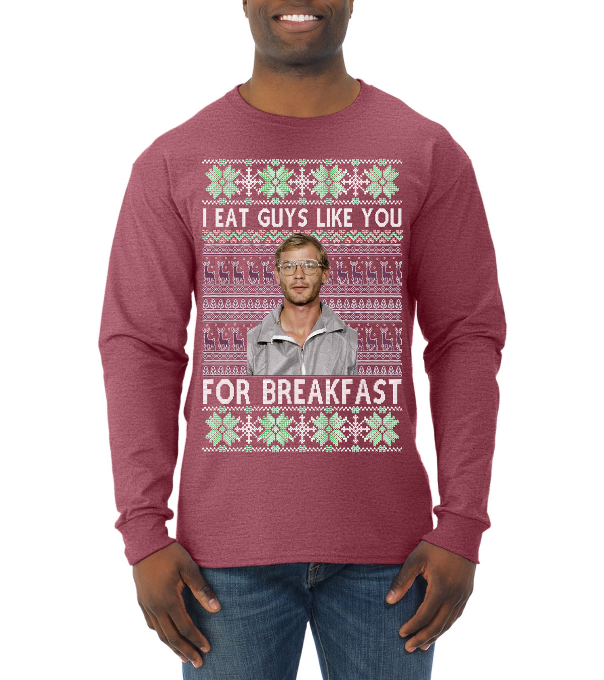 I Eat Guys Like You For Breakfast Ugly Christmas Sweater Mens Long Sleeve Shirt