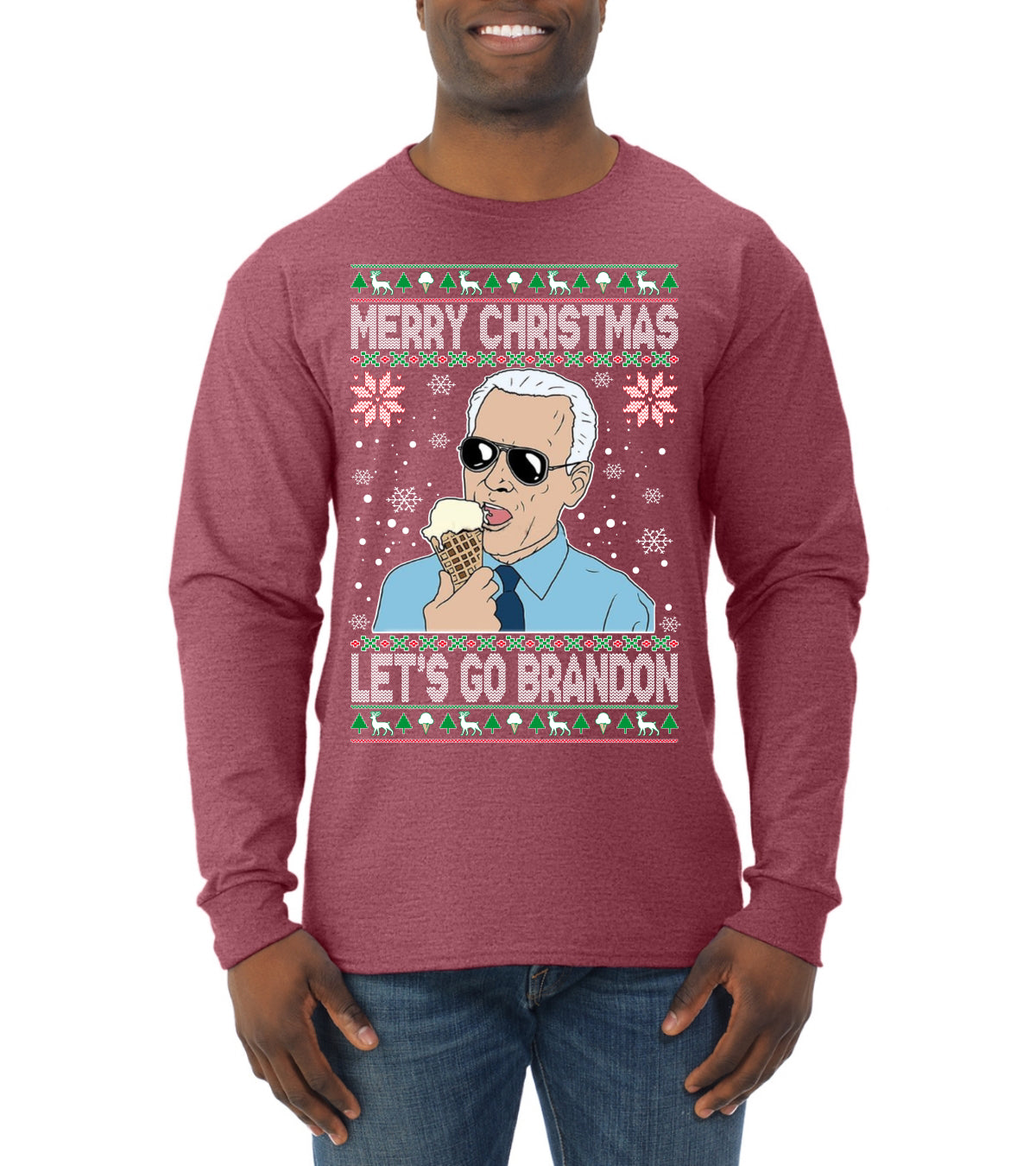 Merry Christmas Let's Go Brandon Christmas Mens Long Sleeve Shirt