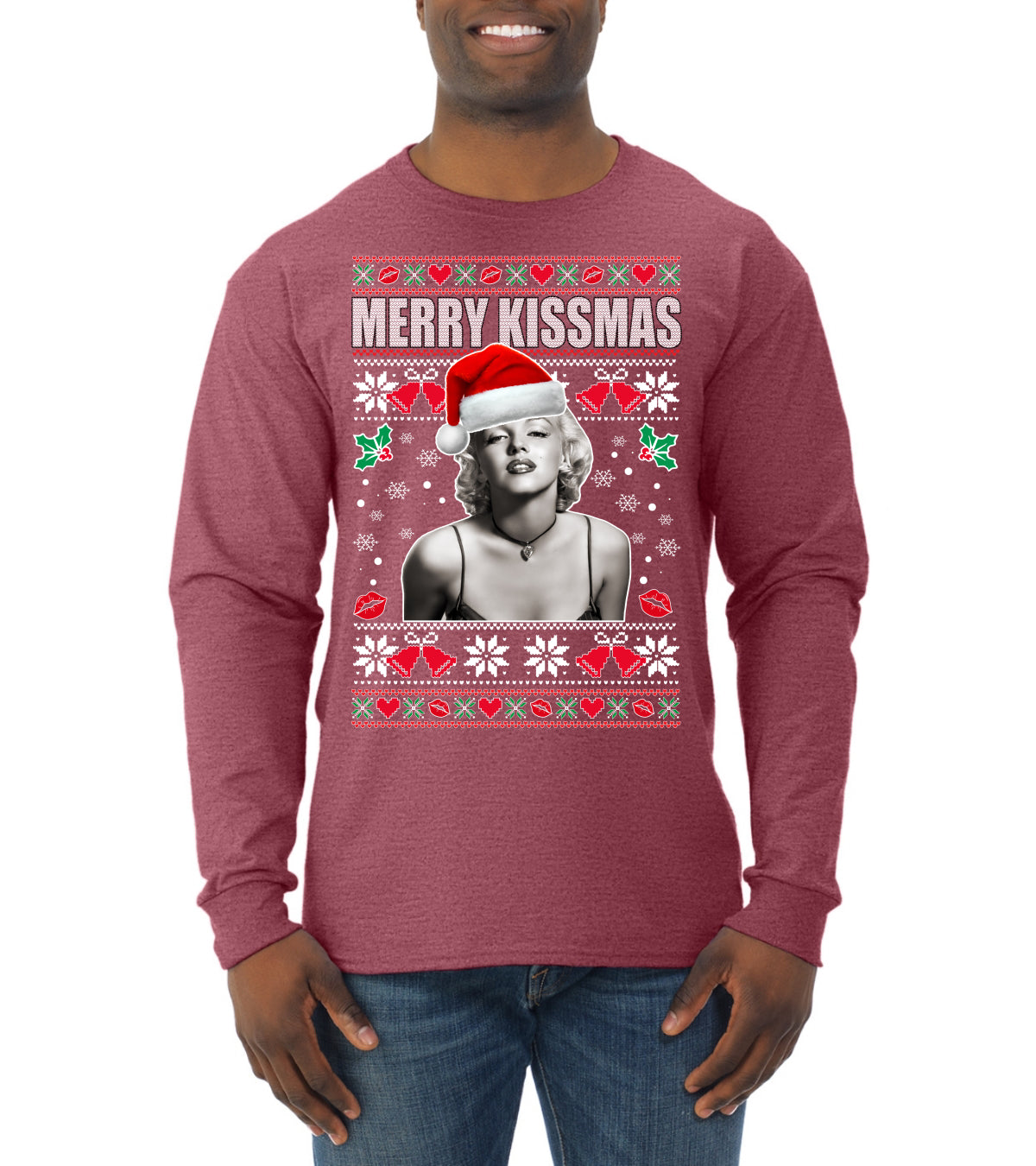 Merry Kissmas  Christmas Mens Long Sleeve Shirt