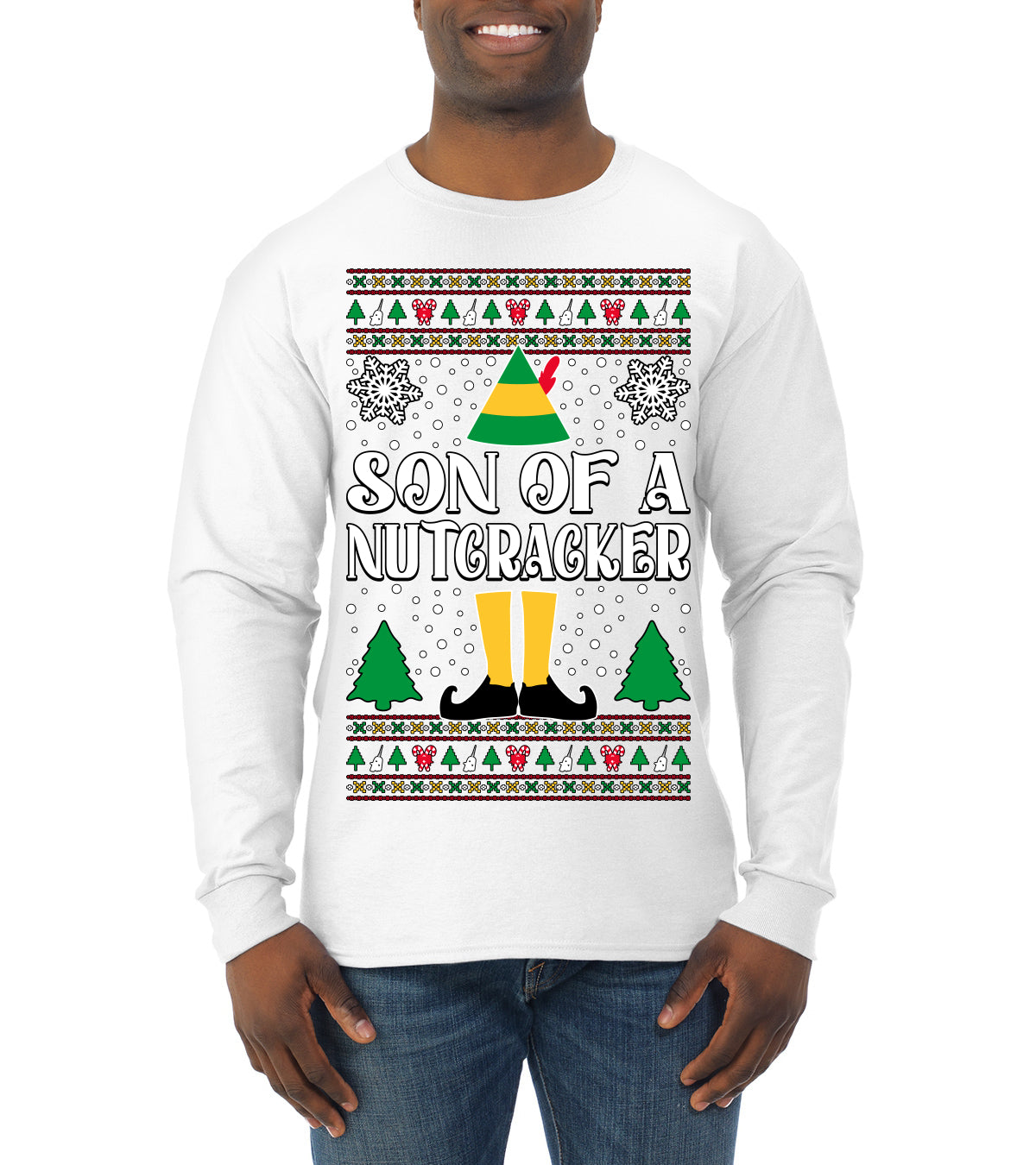 Son Of A Nutcracker Christmas Movie Quote  Ugly Christmas Sweater Mens Long Sleeve Shirt