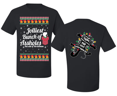 Jolliest Bunch of Assholes Xmas Movie Ugly Christmas Front and Back Sweater Men's T-Shirt