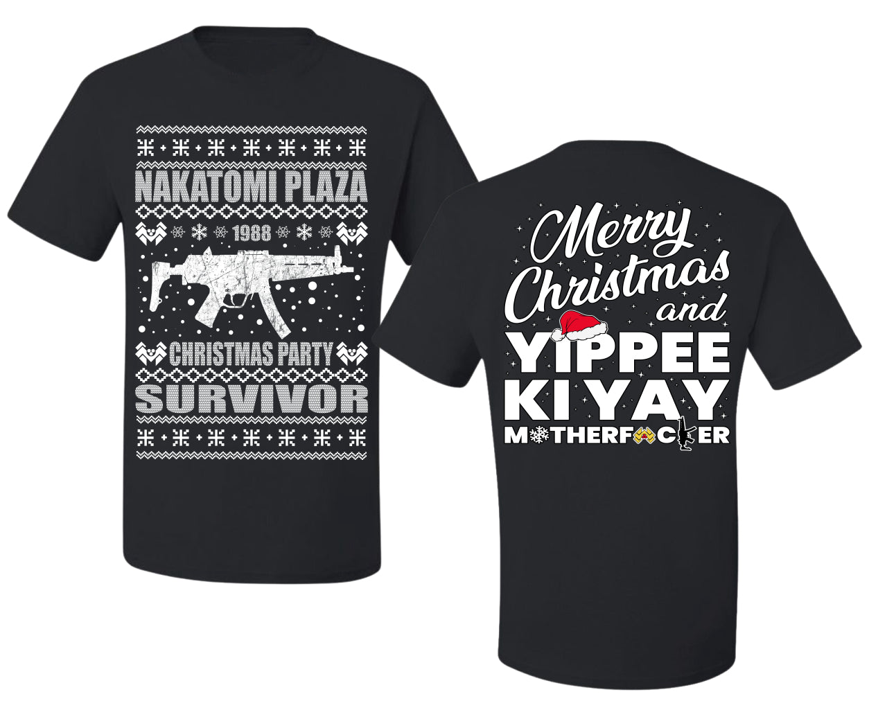 Nakatomi Plaza Christmas Party Survivor 1988 Ugly Christmas Front and Back Sweater Men's T-Shirt