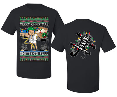 Merry Christmas Shitter's Full Ugly Christmas Front and Back Sweater Men's T-Shirt