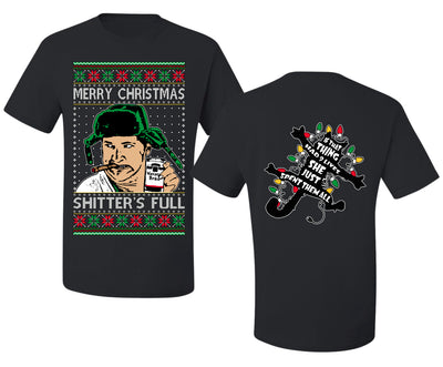 Shitter's Full Cousin Eddie Christmas Family Vacation Ugly Christmas Front and Back Sweater Men's T-Shirt