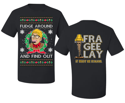 Fudge Around And Find Out Story Ugly Christmas Front and Back Sweater Men's T-Shirt