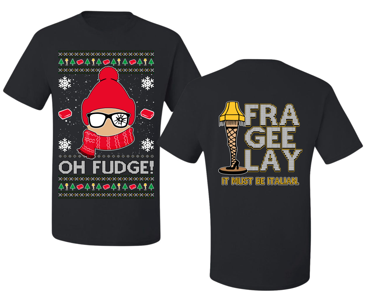 Oh Fudge Funny Story Ugly Christmas Front and Back Sweater Men's T-Shirt