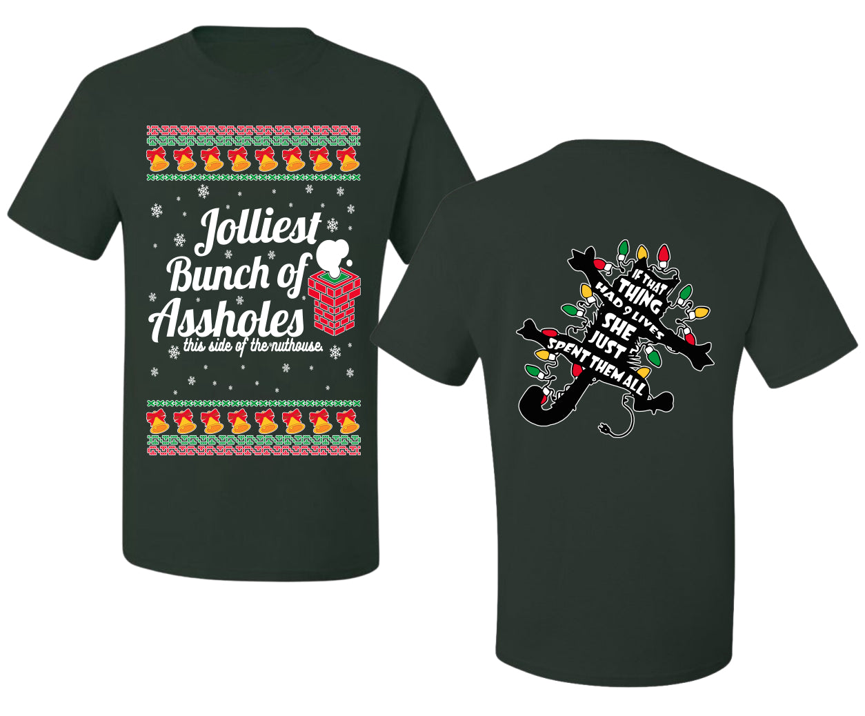 Jolliest Bunch of Assholes Xmas Movie Ugly Christmas Front and Back Sweater Men's T-Shirt