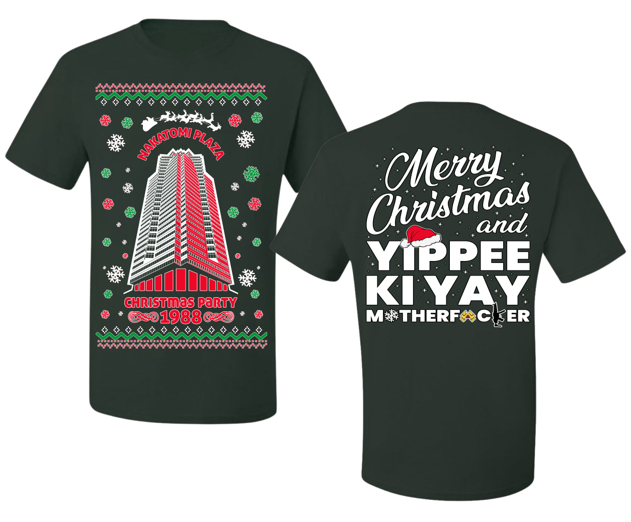 Nakatomi Plaza Christmas Party 1988 Ugly Christmas Front and Back Sweater Men's T-Shirt