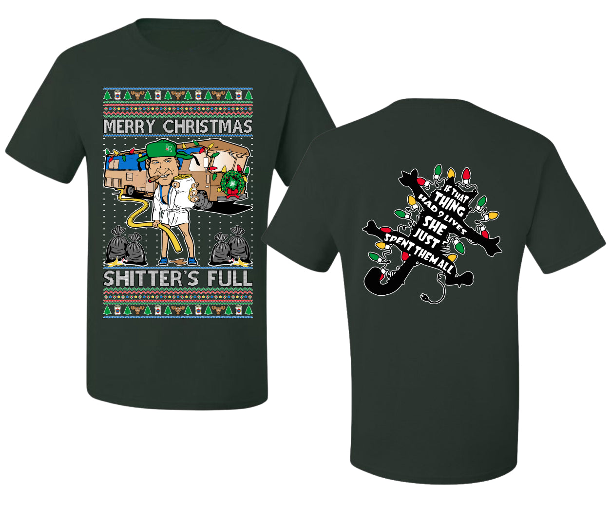 Merry Christmas Shitter's Full Ugly Christmas Front and Back Sweater Men's T-Shirt