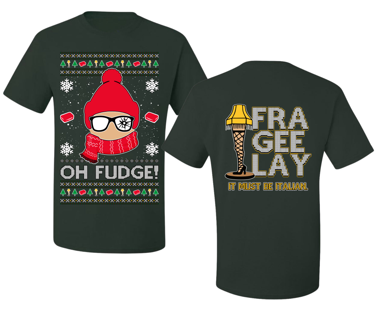 Oh Fudge Funny Story Ugly Christmas Front and Back Sweater Men's T-Shirt