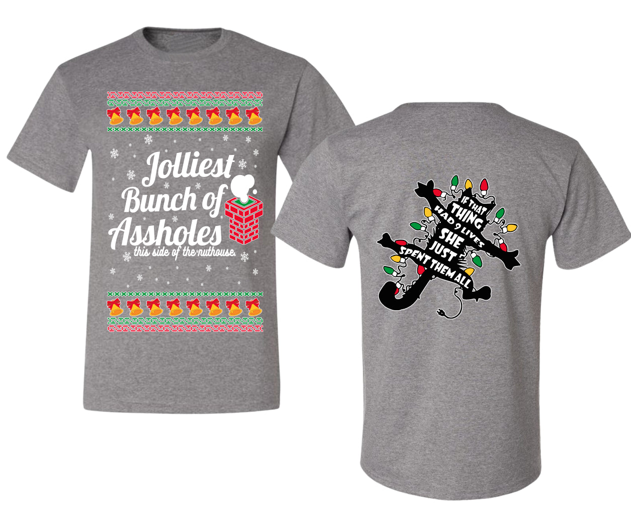 Jolliest Bunch of Assholes Xmas Movie Ugly Christmas Front and Back Sweater Men's T-Shirt