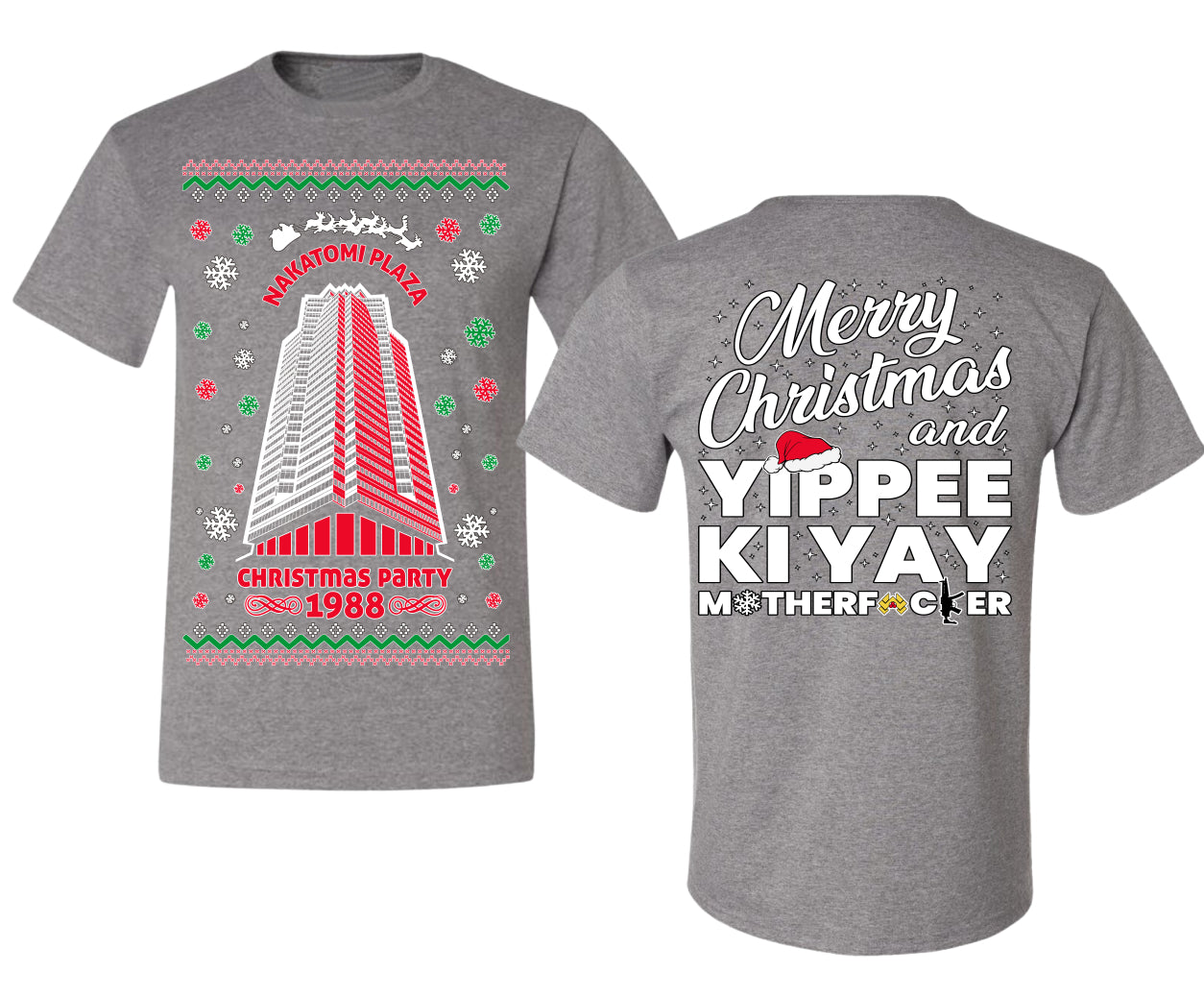 Nakatomi Plaza Christmas Party 1988 Ugly Christmas Front and Back Sweater Men's T-Shirt